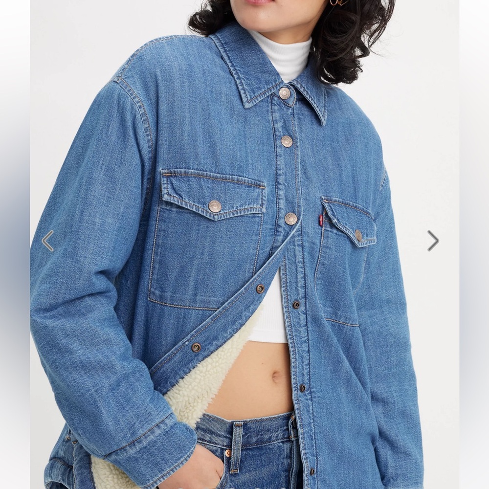 Levi's Medium Blue NOLA Shirt Sherpa-Lined Denim Jacket NWT